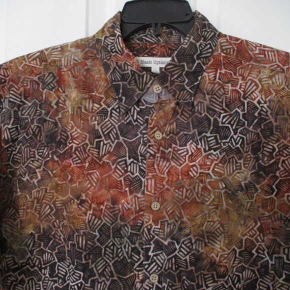 Basic Options Mens S/S Rust Brown Cotton Casual Hawaiian Shirt NWOT - Size Large - Picture 3 of 3